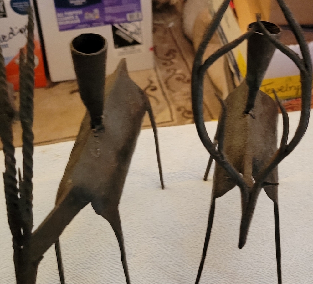 Pair of Brutilist Antelope candleholders.